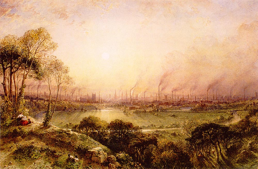 Manchester vista desde Kersal Moor (William Wide (1857)